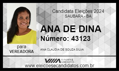 Candidato ANA DE DINA 2024 - SAUBARA - Eleições