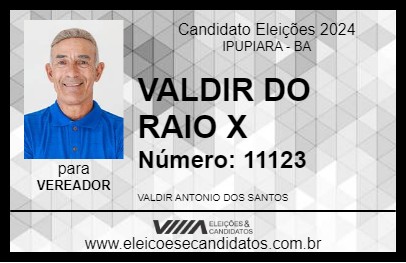 Candidato VALDIR DO RAIO X 2024 - IPUPIARA - Eleições