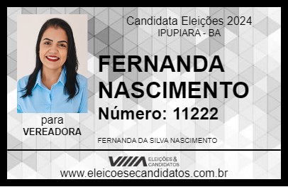 Candidato FERNANDA NASCIMENTO 2024 - IPUPIARA - Eleições