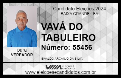 Candidato VAVÁ DO TABULEIRO 2024 - BAIXA GRANDE - Eleições