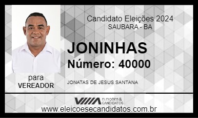 Candidato JONINHAS 2024 - SAUBARA - Eleições