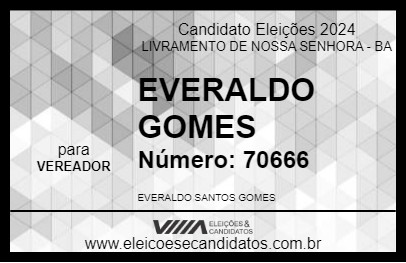 Candidato EVERALDO GOMES 2024 - LIVRAMENTO DE NOSSA SENHORA - Eleições