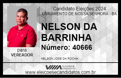 Candidato NELSON DA BARRINHA 2024 - LIVRAMENTO DE NOSSA SENHORA - Eleições