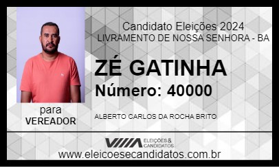 Candidato ZÉ GATINHA 2024 - LIVRAMENTO DE NOSSA SENHORA - Eleições