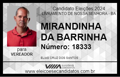 Candidato MIRANDINHA DA BARRINHA 2024 - LIVRAMENTO DE NOSSA SENHORA - Eleições