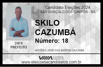 Candidato SKILO CAZUMBÁ 2024 - SÃO GONÇALO DOS CAMPOS - Eleições