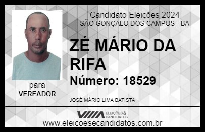 Candidato ZÉ MÁRIO DA RIFA 2024 - SÃO GONÇALO DOS CAMPOS - Eleições