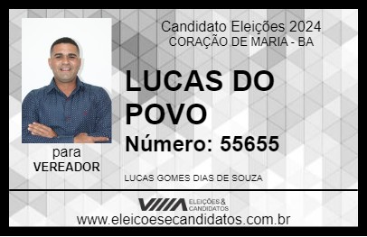 Candidato LUCAS 2024 - CORAÇÃO DE MARIA - Eleições