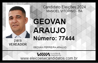 Candidato GEOVAN ARAUJO 2024 - MANOEL VITORINO - Eleições