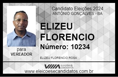 Candidato ELIZEU FLORENCIO 2024 - ANTÔNIO GONÇALVES - Eleições