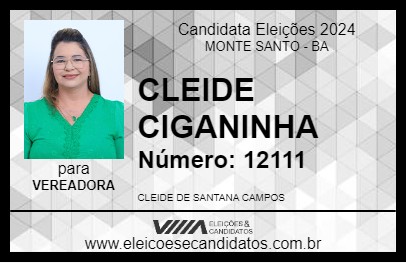 Candidato CLEIDE CIGANINHA 2024 - MONTE SANTO - Eleições