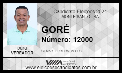 Candidato GORÉ 2024 - MONTE SANTO - Eleições