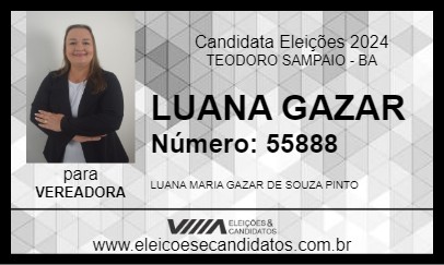 Candidato LUANA GAZAR 2024 - TEODORO SAMPAIO - Eleições