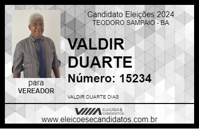 Candidato VALDIR DUARTE 2024 - TEODORO SAMPAIO - Eleições