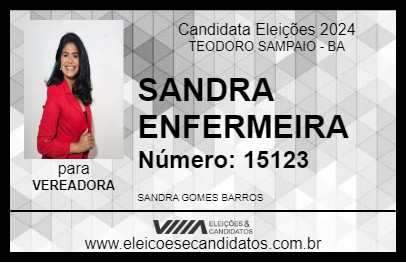 Candidato SANDRA ENFERMEIRA 2024 - TEODORO SAMPAIO - Eleições