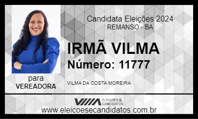 Candidato IRMÃ VILMA 2024 - REMANSO - Eleições