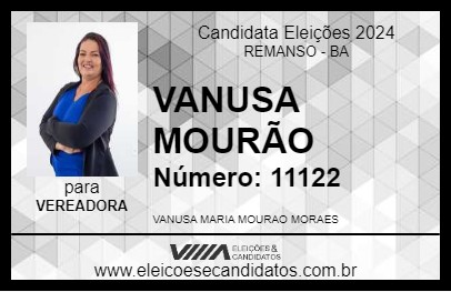 Candidato VANUSA MOURÃO 2024 - REMANSO - Eleições