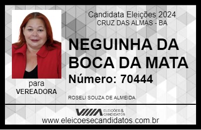 Candidato NEGUINHA DA BOCA DA MATA 2024 - CRUZ DAS ALMAS - Eleições