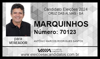 Candidato MARQUINHOS 2024 - CRUZ DAS ALMAS - Eleições