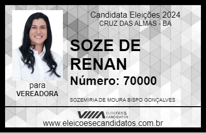 Candidato SOZE DE RENAN 2024 - CRUZ DAS ALMAS - Eleições