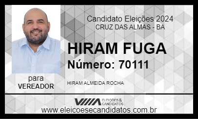 Candidato HIRAM FUGA 2024 - CRUZ DAS ALMAS - Eleições