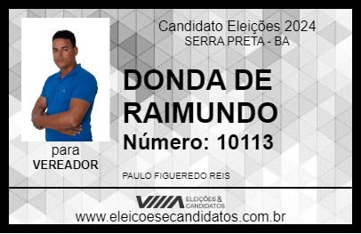 Candidato DONDA DE RAIMUNDO 2024 - SERRA PRETA - Eleições