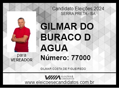 Candidato GILMAR DO BURACO D  AGUA 2024 - SERRA PRETA - Eleições