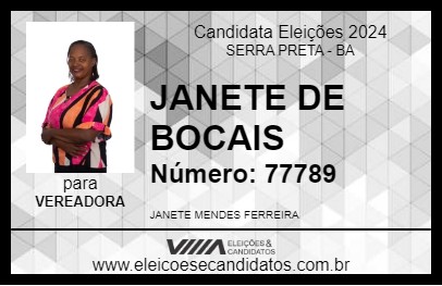 Candidato JANETE DE BOCAIS 2024 - SERRA PRETA - Eleições