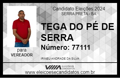 Candidato TEGA DO PÉ DE SERRA 2024 - SERRA PRETA - Eleições