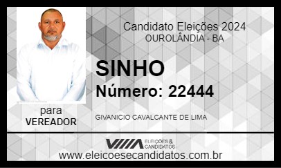 Candidato SINHO 2024 - OUROLÂNDIA - Eleições