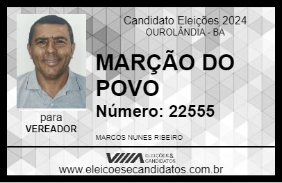 Candidato MARCÃO DO POVO 2024 - OUROLÂNDIA - Eleições