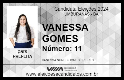 Candidato VANESSA GOMES 2024 - UMBURANAS - Eleições