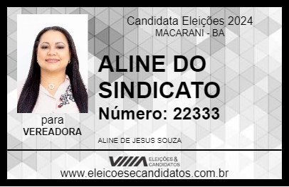 Candidato ALINE DO SINDICATO 2024 - MACARANI - Eleições