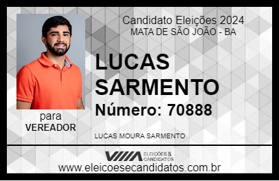 Candidato LUCAS SARMENTO 2024 - MATA DE SÃO JOÃO - Eleições