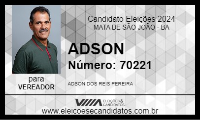 Candidato ADSON 2024 - MATA DE SÃO JOÃO - Eleições