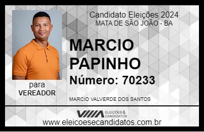 Candidato MARCIO PAPINHO 2024 - MATA DE SÃO JOÃO - Eleições