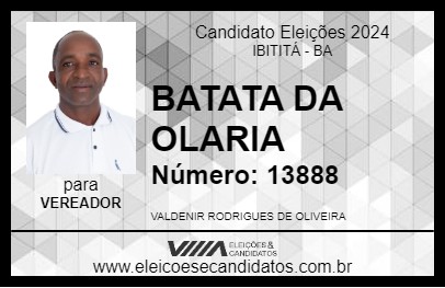 Candidato BATATA DA OLARIA 2024 - IBITITÁ - Eleições