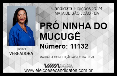 Candidato PRÓ NINHA DO MUCUGÊ 2024 - MATA DE SÃO JOÃO - Eleições