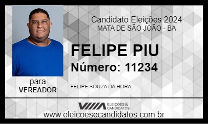 Candidato FELIPE PIU 2024 - MATA DE SÃO JOÃO - Eleições