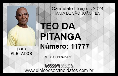 Candidato TEO DA PITANGA 2024 - MATA DE SÃO JOÃO - Eleições