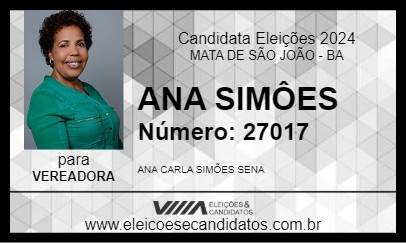 Candidato ANA SIMÔES 2024 - MATA DE SÃO JOÃO - Eleições