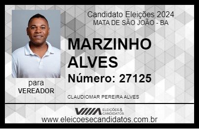 Candidato MARZINHO ALVES 2024 - MATA DE SÃO JOÃO - Eleições