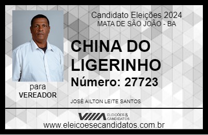 Candidato CHINA DO LIGERINHO 2024 - MATA DE SÃO JOÃO - Eleições