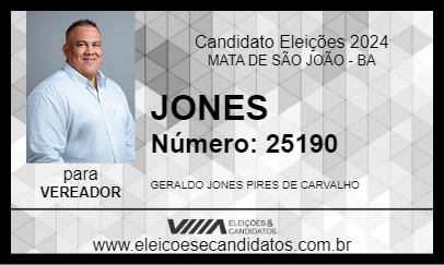 Candidato JONES 2024 - MATA DE SÃO JOÃO - Eleições