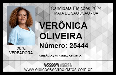 Candidato VERÔNICA OLIVEIRA 2024 - MATA DE SÃO JOÃO - Eleições