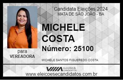 Candidato MICHELE COSTA 2024 - MATA DE SÃO JOÃO - Eleições