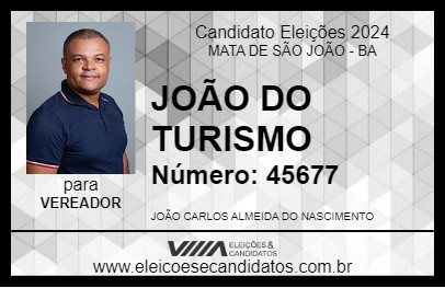 Candidato JOÃO DO TURISMO 2024 - MATA DE SÃO JOÃO - Eleições