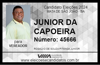 Candidato JUNIOR DA CAPOEIRA 2024 - MATA DE SÃO JOÃO - Eleições