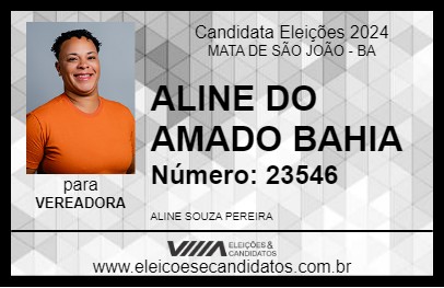 Candidato ALINE DO AMADO BAHIA 2024 - MATA DE SÃO JOÃO - Eleições