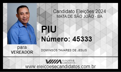 Candidato PIU 2024 - MATA DE SÃO JOÃO - Eleições